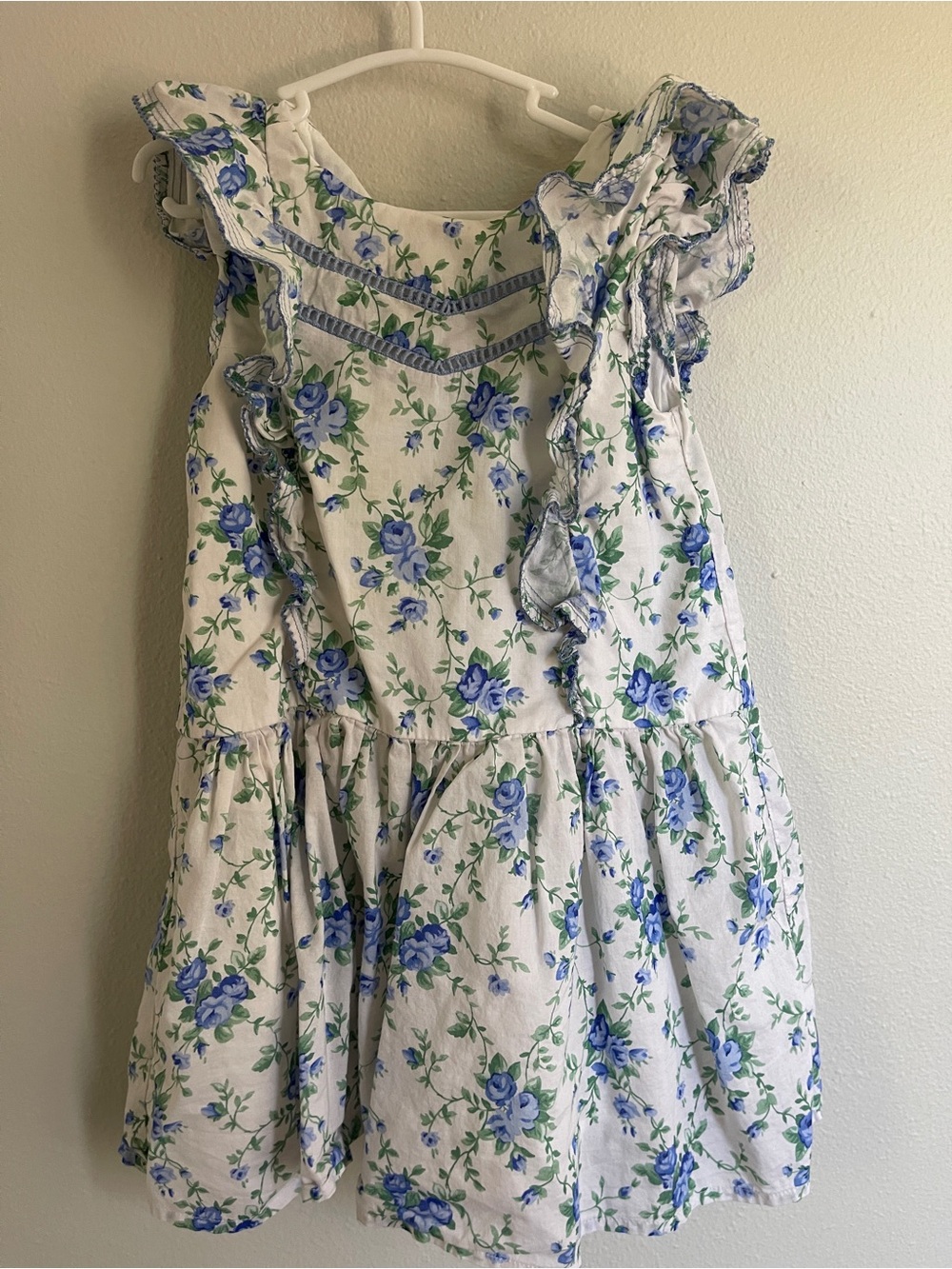 Janie and Jack White Dress with Blue Floral Print